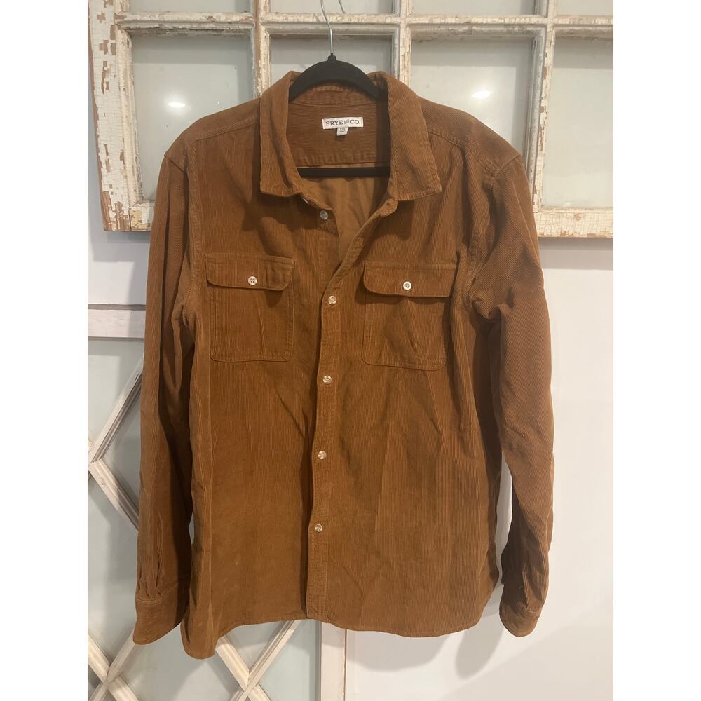 Frye & Co size XXL brown corduroy button down shirt